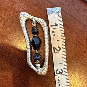 Silver and Black Beaded Brooch